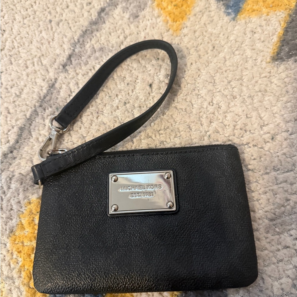 Michael Kors Black Wristlet with Silver Accents